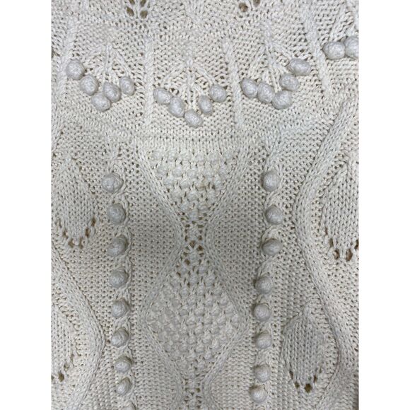 VTG Krystal Kobe Ramie Cotton Blend Ivory Pullover Knit Slouchy Sweater Sz L - Picture 10 of 10